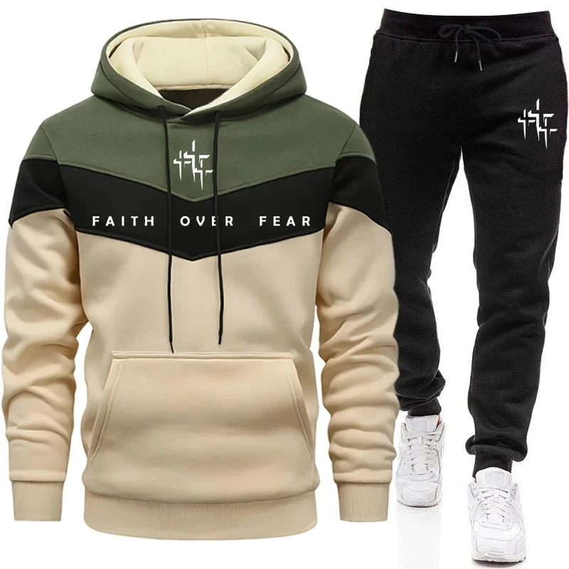 Men'S Fashion Designer - Faith Over Fear Men's Tracksuit Hooded