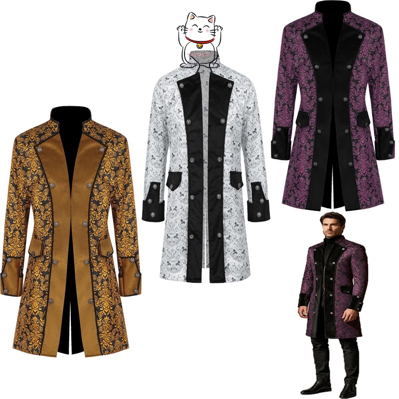 Men'S Fashion Easter - Medieval men's coat solid color fashion