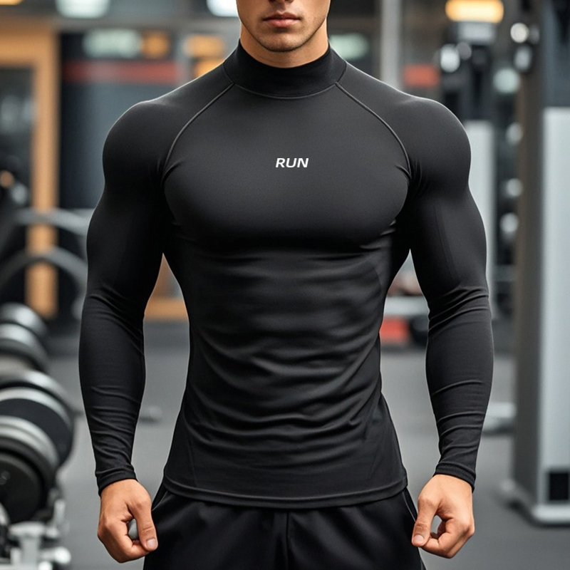 Compression Shirt Workout - Men's Running Turtleneck Quick-Drying Long-Sleeved T-shirts