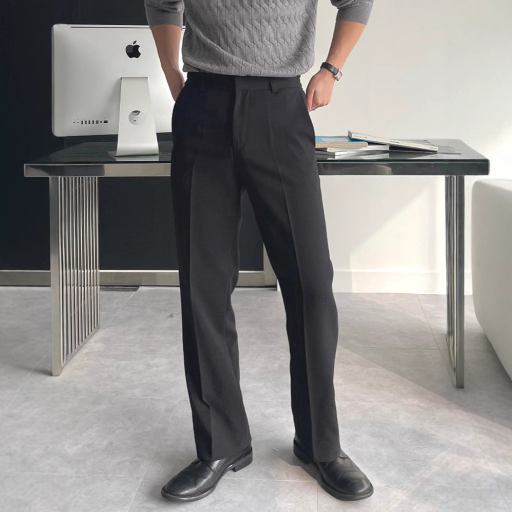 Mens Fashion Dark Grey Pants - Men Black Dark Grey Solid Color