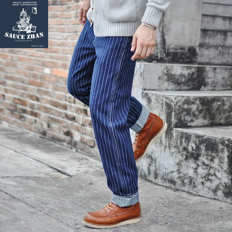 Skinny Jeans Ripped - Saucezhan Sọc Jeans Nam Cổ Điển