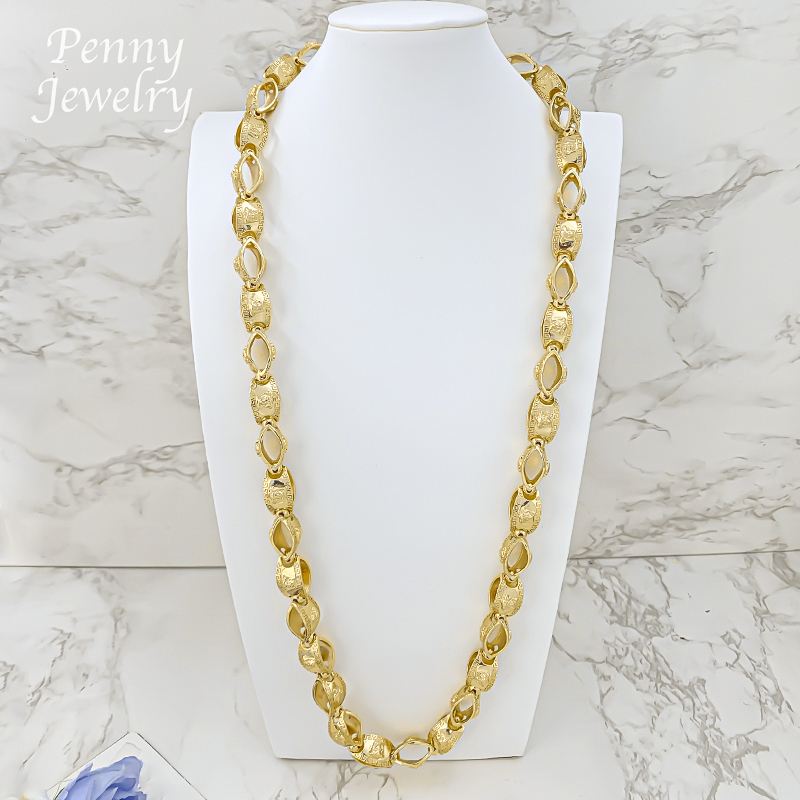 Dubai Men'S Fashion - Statement 29inch Long Golden Necklace Hip