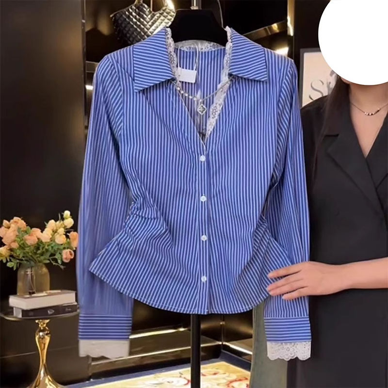 Elegant Lace Patchwork Pleated - đánh giá và giá Polo Shirt Slim