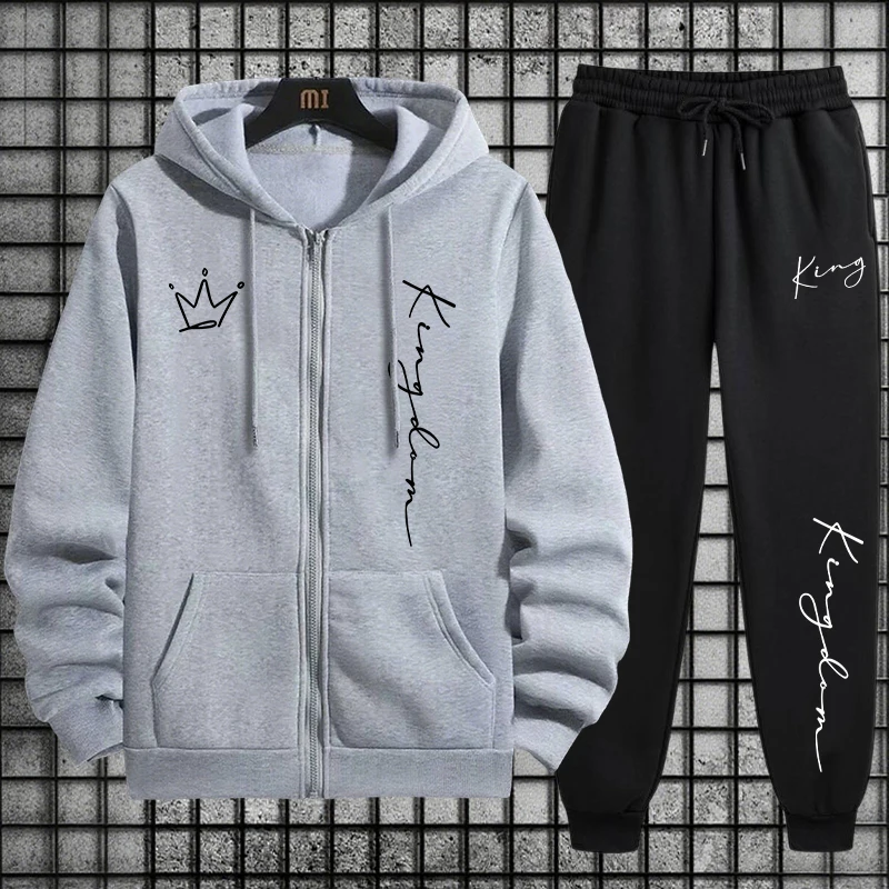 King Letter Print Hoodie and S - đánh giá và giá Men'S Fashion Zipper Hoodie