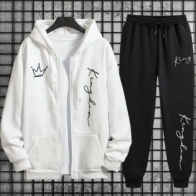 King Letter Print Hoodie and S - đánh giá và giá Men'S Fashion Zipper Hoodie