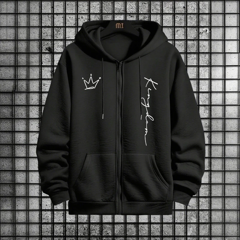 King Letter Print Hoodie and S - đánh giá và giá Men'S Fashion Zipper Hoodie