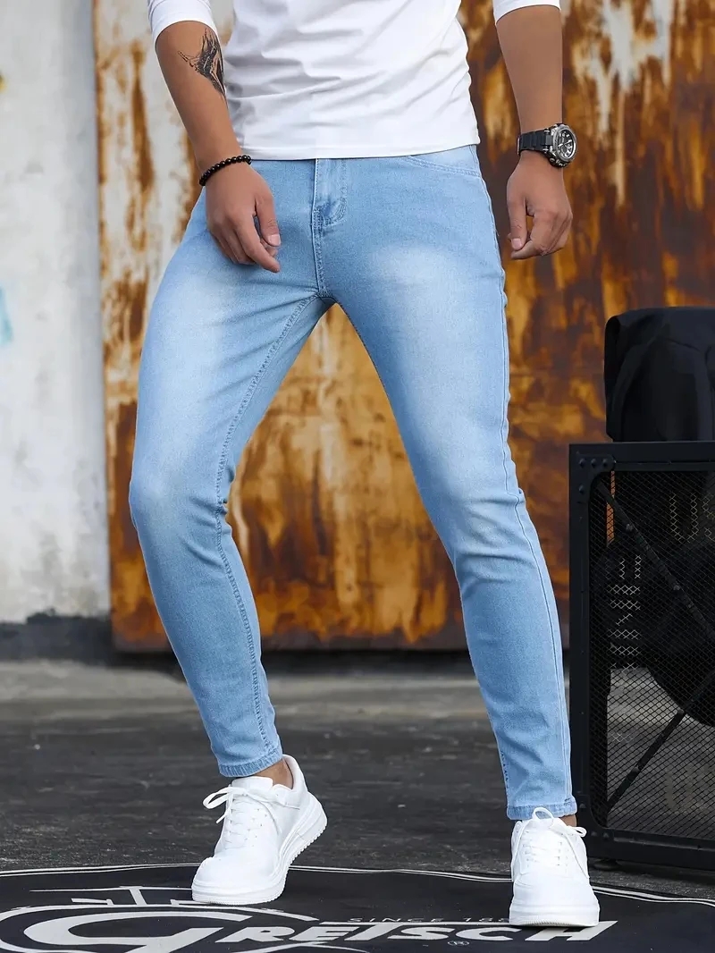 Men Jeans Skyblue Black Zipper - đánh giá và giá Skinny Jeans Ripped