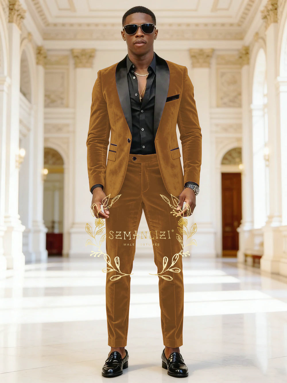Dark Grey Velvet 2 Pieces Men  - đánh giá và giá Mens Fashion Dark Grey Pants
