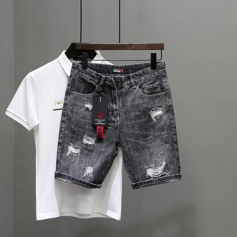 Men's Short Jeans Pants Black  - đánh giá và giá Men Fashion Jeans