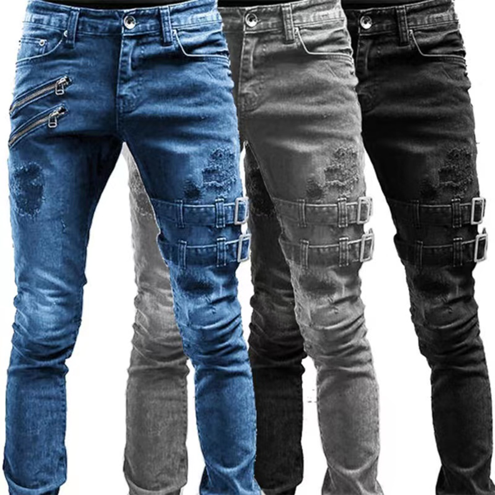 Retro Moto Biker Straight Elas - đánh giá và giá Skinny Jeans Ripped