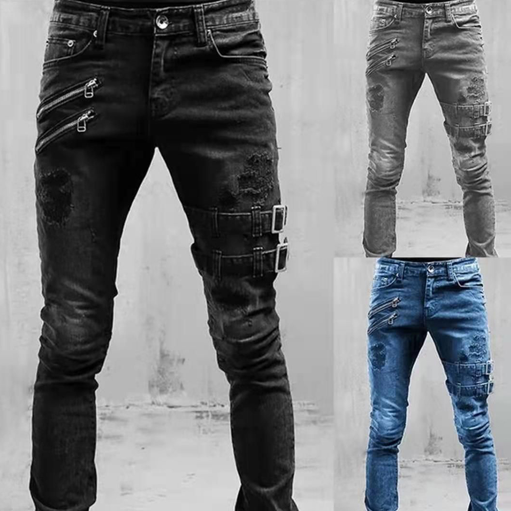 Retro Moto Biker Straight Elas - đánh giá và giá Skinny Jeans Ripped
