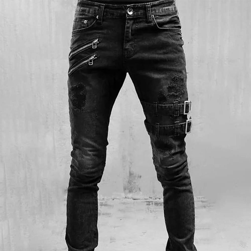 Retro Moto Biker Straight Elas - đánh giá và giá Skinny Jeans Ripped