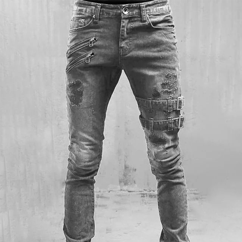 Retro Moto Biker Straight Elas - đánh giá và giá Skinny Jeans Ripped