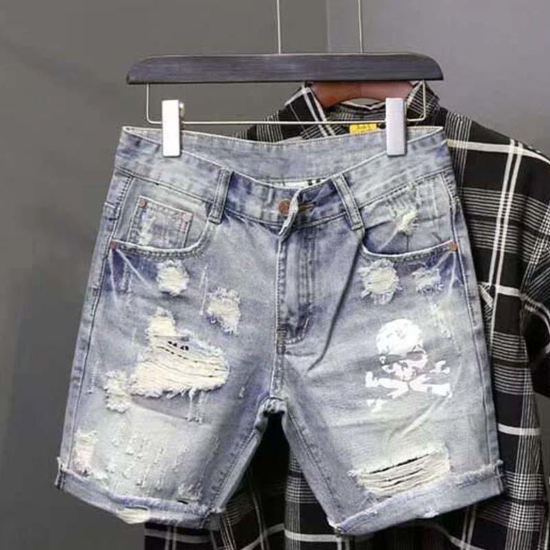 Summer Men's Worn Bead Hole Be - đánh giá và giá Men Fashion Jeans